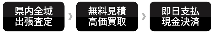 県内全域・出張査定　無料見積・高価買取　即日支払・現金決済